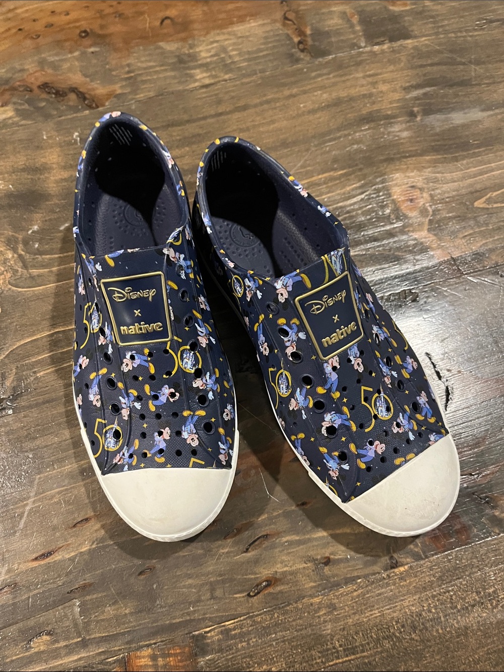 Disney Navy Mickey Mouse Print Clog with Yellow Accents
